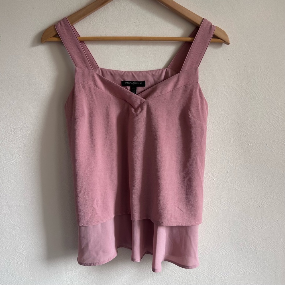 Banana Republic Pink Layered V-Neck Tank Top - XS Petite
